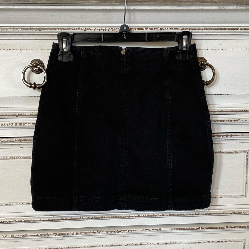 Black jean stretch skirt